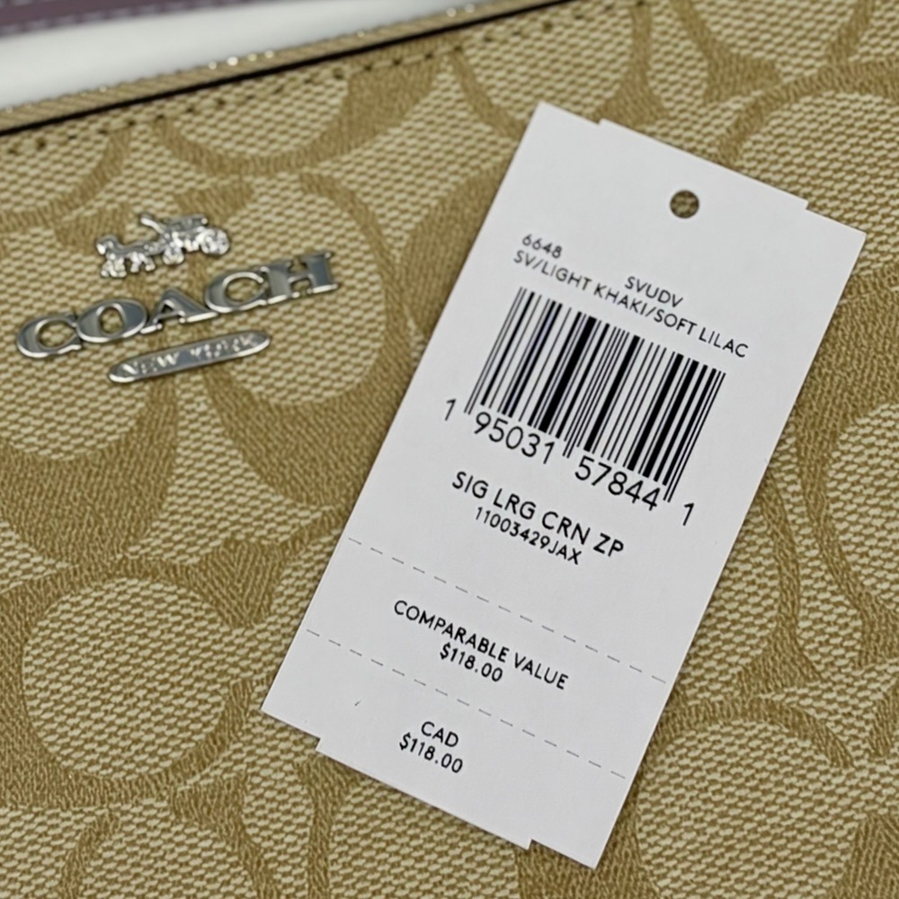 Coach Large Corner Zip Wristlet Wallet In Signature Canvas - Picture 9 of 9